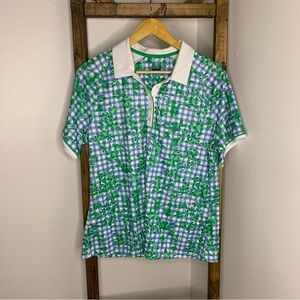 Pro Tour Women's Short Sleeve Gingham Floral Polo Shirt Size XL